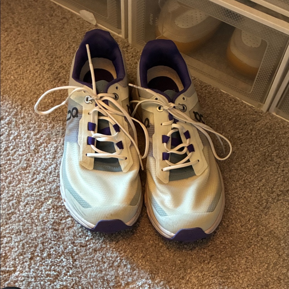 Stylish White and Purple Women's Sneakers